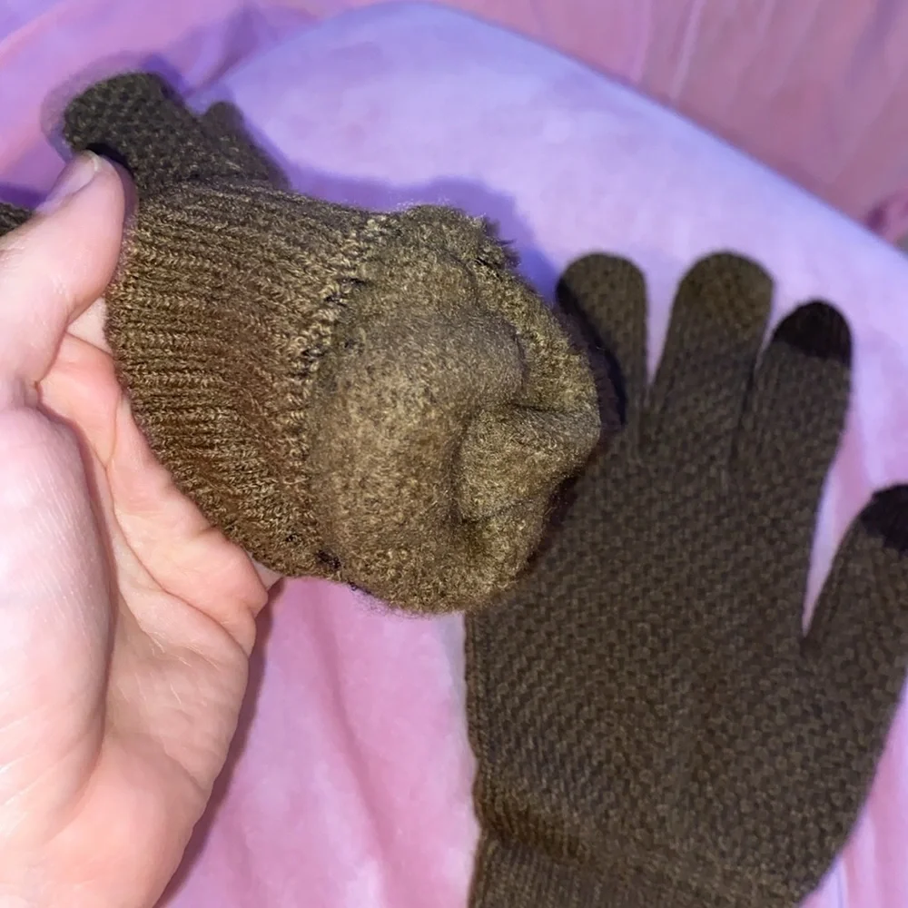 NEW 100% Cotton Touch Screen Winter Gloves Knit Coffee Phone Textured